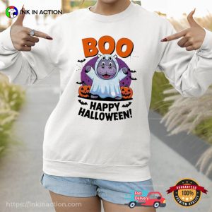 Cute Moo Deng Happy Halloween Boo Shirt 1