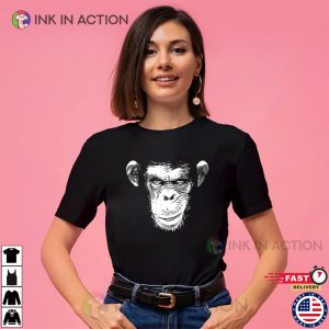 Evil Monkey Face Graphic Spooky Season T-shirt