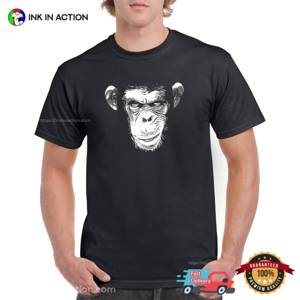 Evil Monkey Face Graphic Spooky Season T-shirt