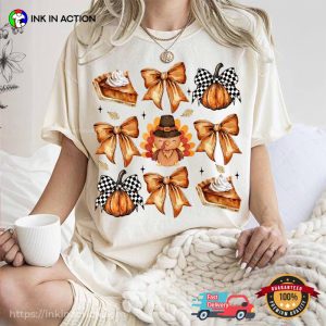 Fall Season Thanksgiving And Coquette Bow Retro Comfort Colors T shirt 4