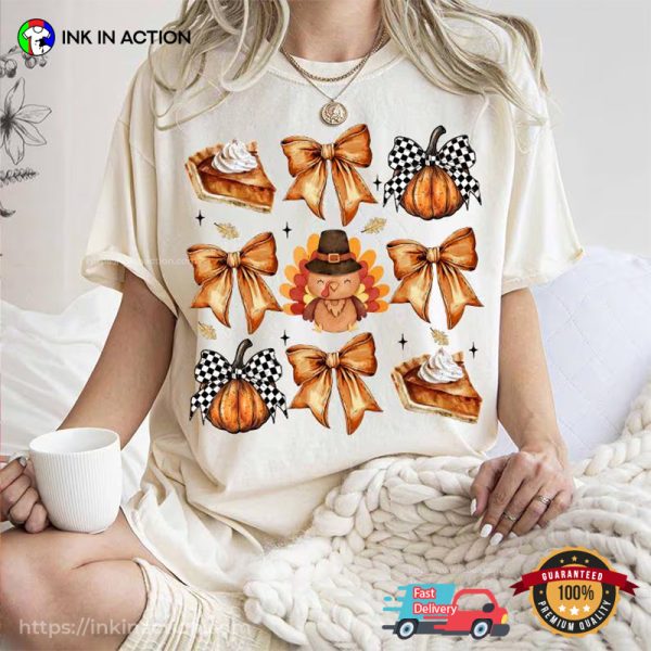 Fall Season Thanksgiving And Coquette Bow Retro Comfort Colors T-shirt