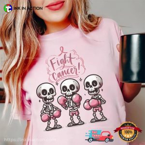 Fight Cancer Pink Boxing Skeleton Warrior T-shirt