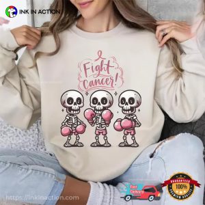 Fight Cancer Pink Boxing Skeleton Warrior T shirt 3