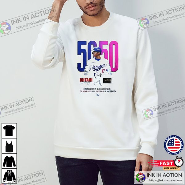 First 50 50 Player MLB Los Angeles Dodgers Shohei Ohtani T-shirt