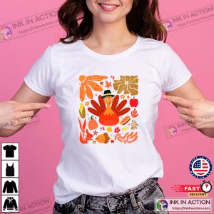 Floral Turkey Thanksgiving Dinner Fall Season T-shirt