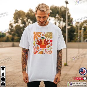 Floral Turkey Thanksgiving Dinner Fall Season T shirt 3