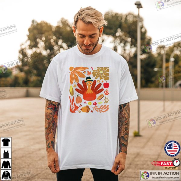 Floral Turkey Thanksgiving Dinner Fall Season T-shirt