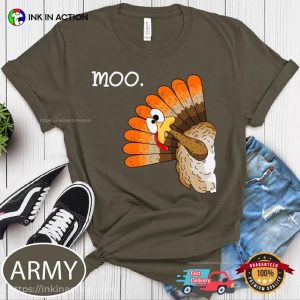 Funny Turkey Moo thanksgiving blessings Comfort Colors Tee 1