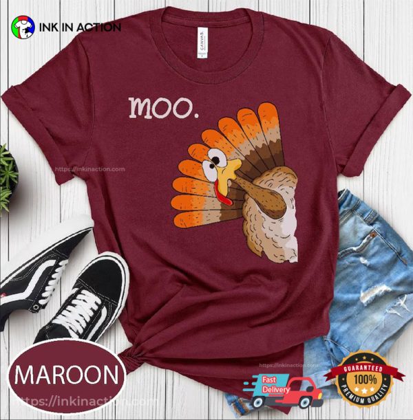 Funny Turkey Moo Thanksgiving Blessings Comfort Colors Tee