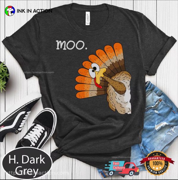 Funny Turkey Moo Thanksgiving Blessings Comfort Colors Tee