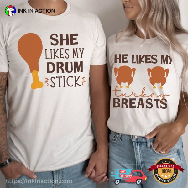 Funny Turkey Thanksgiving Couple Matching T-shirt