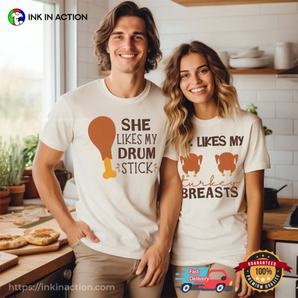 Funny Turkey Thanksgiving Couple Matching T-shirt