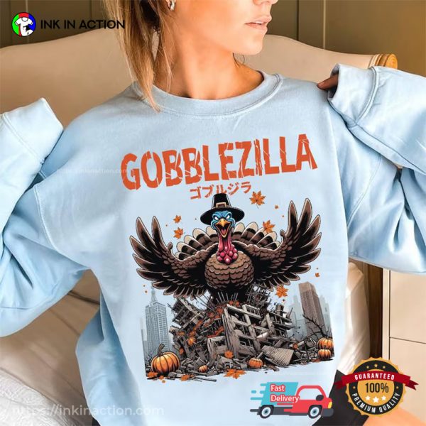 Gobblezilla Godzilla Turkey Thanksgiving Shirt