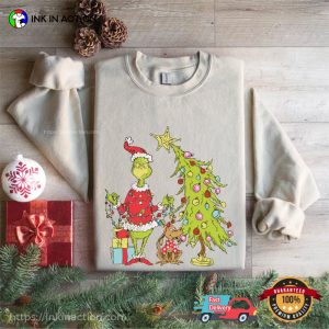 Grinch Tree Christmas Decorations Retro Style T shirt 1