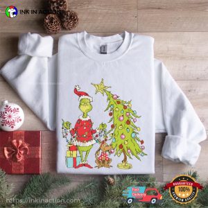 Grinch Tree Christmas Decorations Retro Style T shirt 2