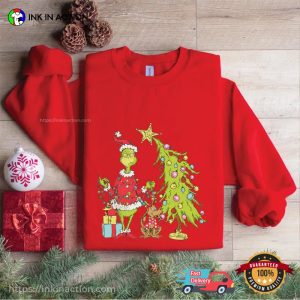 Grinch Tree Christmas Decorations Retro Style T shirt 3