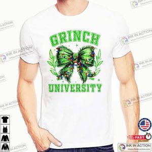 Grinch University Xmas Coquette Bow T shirt 2