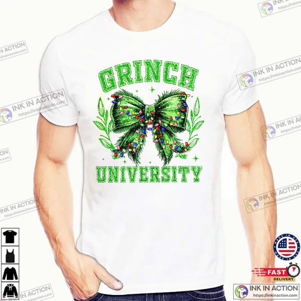 Grinch University Xmas Coquette Bow T-shirt