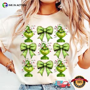 Grinchmas Coquette Bow Green Fur Comfort Colors T shirt