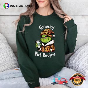 Grinchy but Boujee Christmas Leopard Grinchmas Tee 3