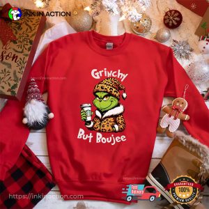 Grinchy But Boujee Christmas Leopard Grinchmas Tee