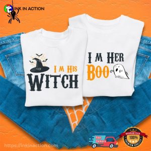 Halloween His Witch Her Boo Couple Matching T shirt 1