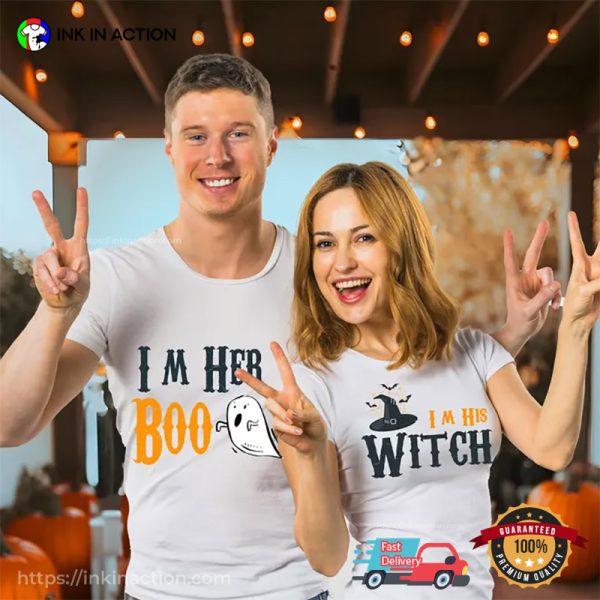 Halloween His Witch Her Boo Couple Matching T-shirt