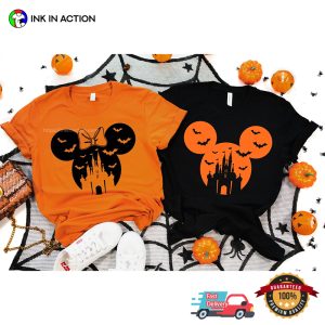 Halloween Horror Castle Mickey Head Couple Matching T shirt 1