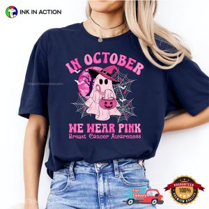 Halloween In October We Wear Pink Breast Cancer Awareness Comfort Colors T-shirt 1