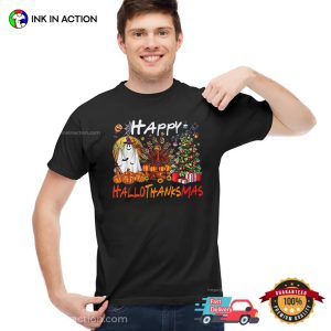 Happy Hallothanksmas Funny Autumn Event T-shirt