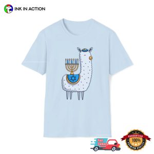 Happy Hanukkah Funny Cute Lamb menorah candles T shirt 2