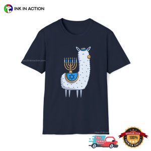 Happy Hanukkah Funny Cute Lamb menorah candles T shirt 3