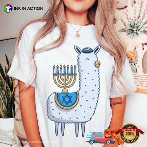 Happy Hanukkah Funny Cute Lamb Menorah Candles T-shirt