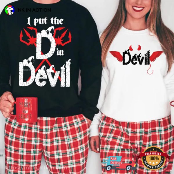 I Put The D In Devil Funny Halloween Couple Matching T-shirt