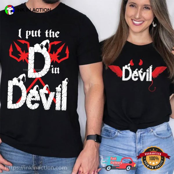 I Put The D In Devil Funny Halloween Couple Matching T-shirt