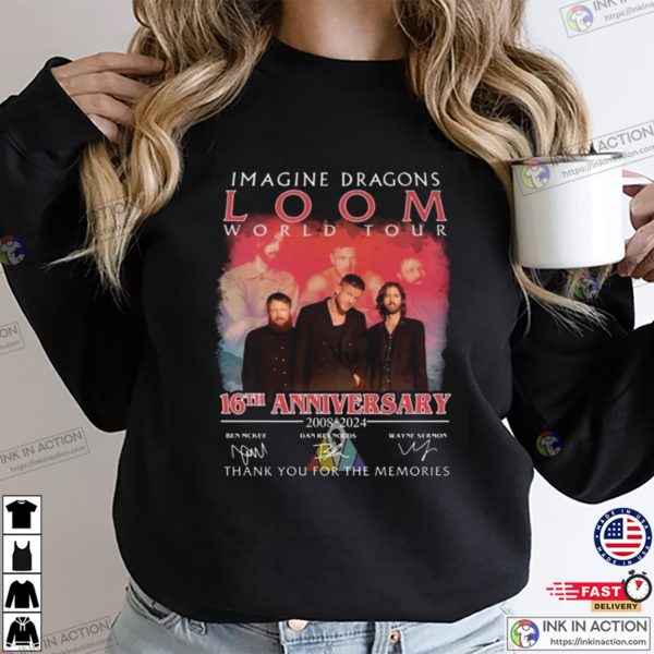 Imagine Dragons 16th Anniversary Loom World Tour Signatures T-shirt