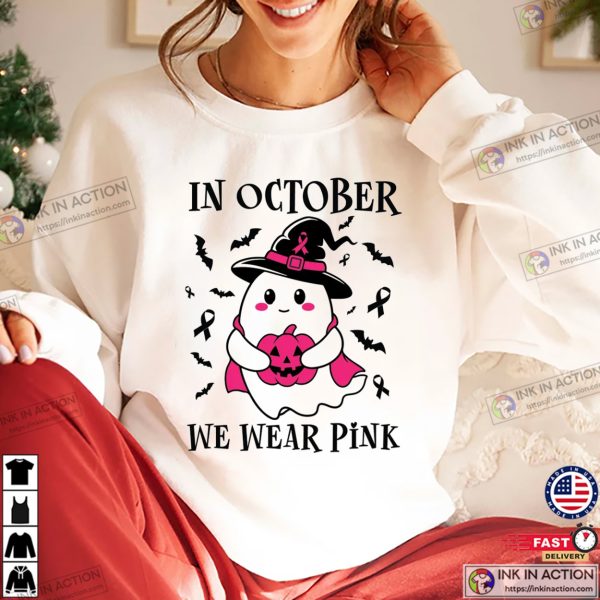 In October We Wear Pink Cute Ghost T-shirt