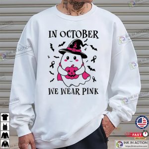 In October We Wear Pink Cute Ghost T shirt 3