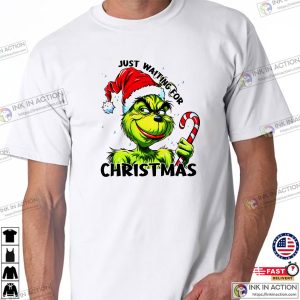 Just Waiting For Christmas Santa Grinch Graphic T-shirt