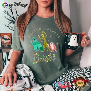 Making Spirits Bright Christmas Hitchhiking Ghosts Comfort Colors Tee 2