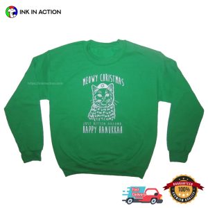 Meowy Christmas Happy Hanukkah Adorable Cat T shirt 3