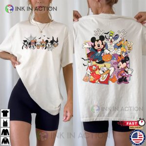 Mickey Minnie And Friends Halloween 90s 2 Sided T shirt