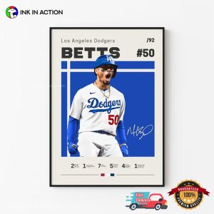 Mookie Betts Los Angeles Dodgers Baseball Signature Poster