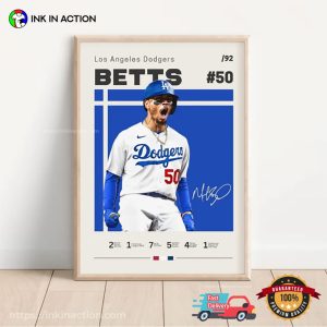 Mookie Betts Los Angeles Dodgers Baseball Signature Poster 3