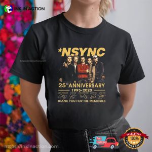 NSYNC 25th Anniversary 1995 2020 Signatures T shirt 1