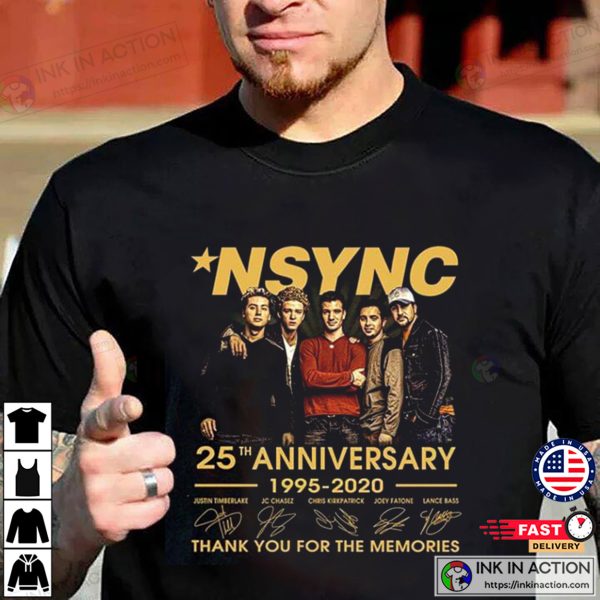 NSYNC 25th Anniversary 1995-2020 Signatures T-shirt