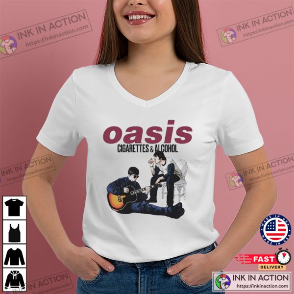 Oasis Cigarettes And Alcohol Guitar 2024 T-shirt