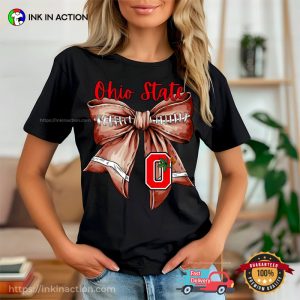 Ohio State Buckeyes Coquette Bow Football T-shirt