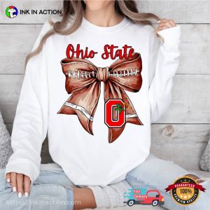 Ohio State Buckeyes Coquette Bow Football T shirt 3