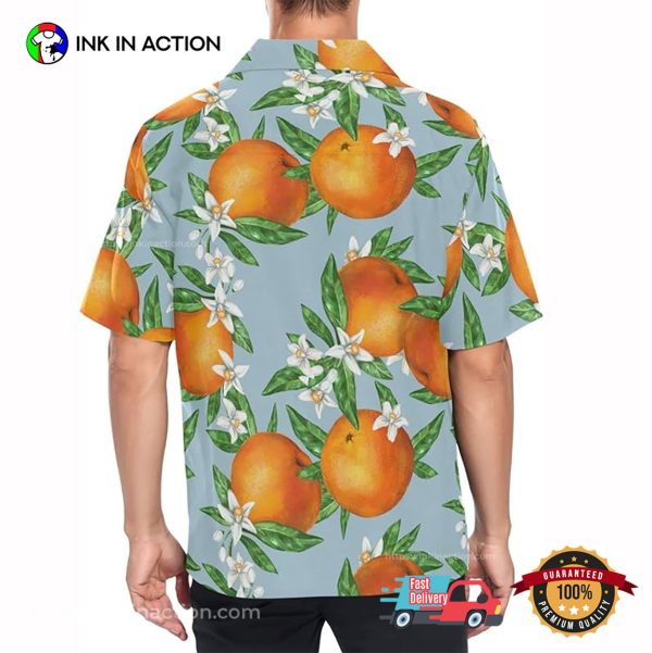 Orange Fruits Leaves Flowers Hawaiian Shirts